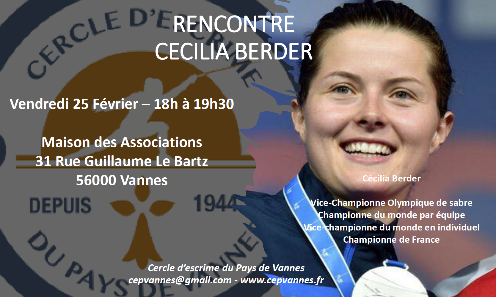 Rencontre avec Cécilia Berder à Vannes vendredi 25 Fevrier